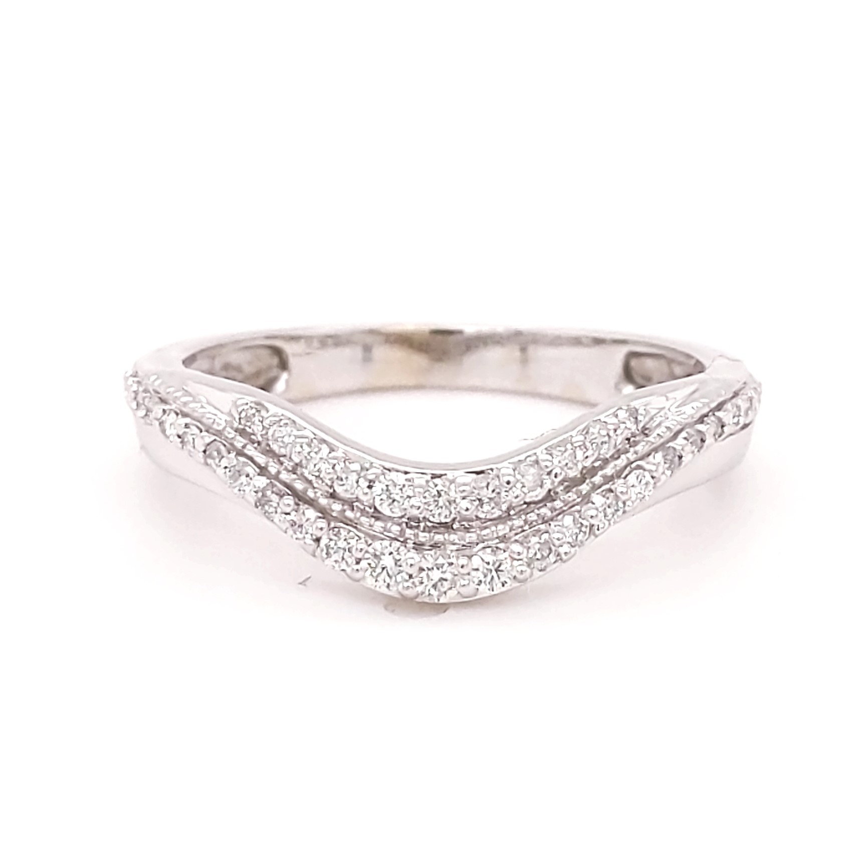 14K White Gold .25ctw RBC Diamond double-row bump band finger size 6 (we have 2 rings matching, $985/each)