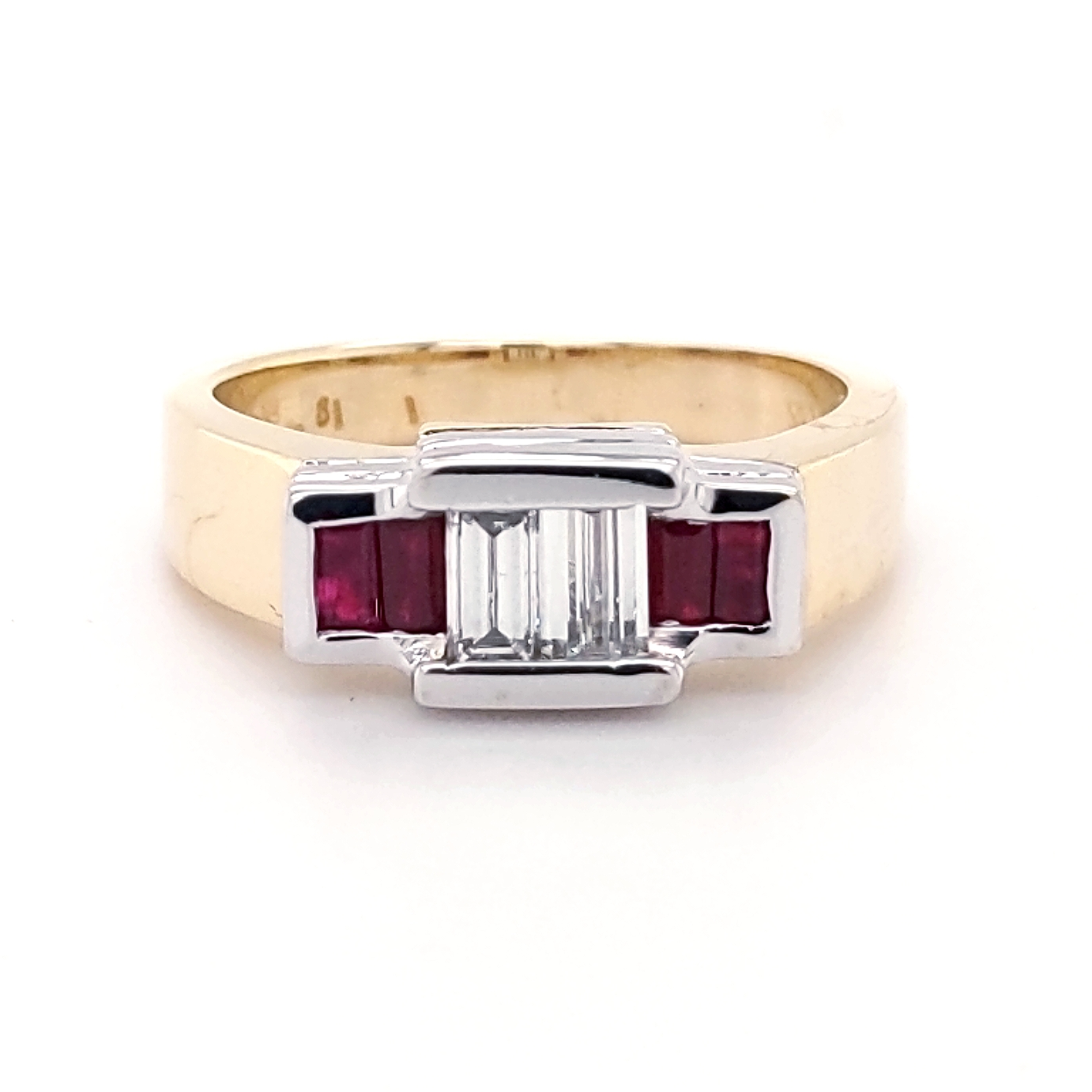 14K Two-Tone .35ctw Diamond & .25ctw Ruby Fashion Ring finger size 6.50
