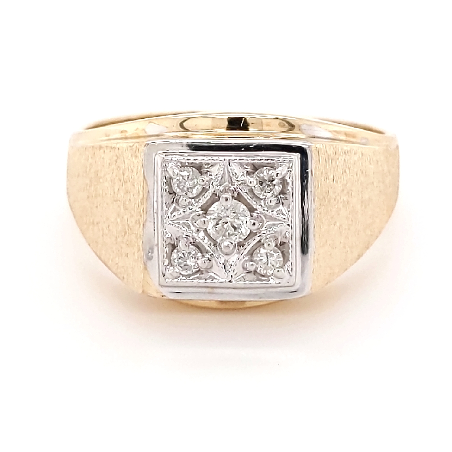 14K Two-Tone Gents 5 stone .12ctw Diamond Fashion Ring finger size 11