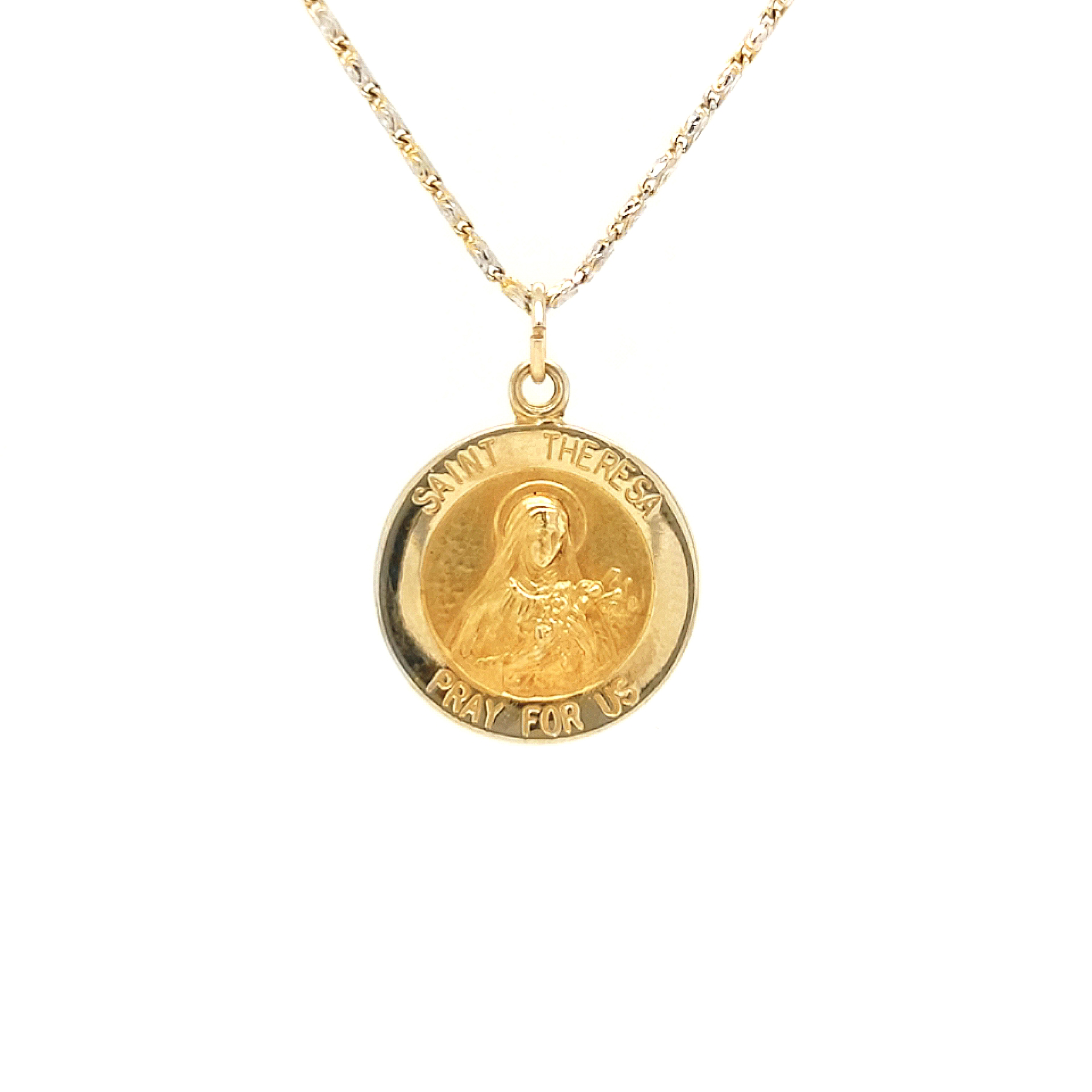 14K Yellow Gold St. Theresa Disc Charm